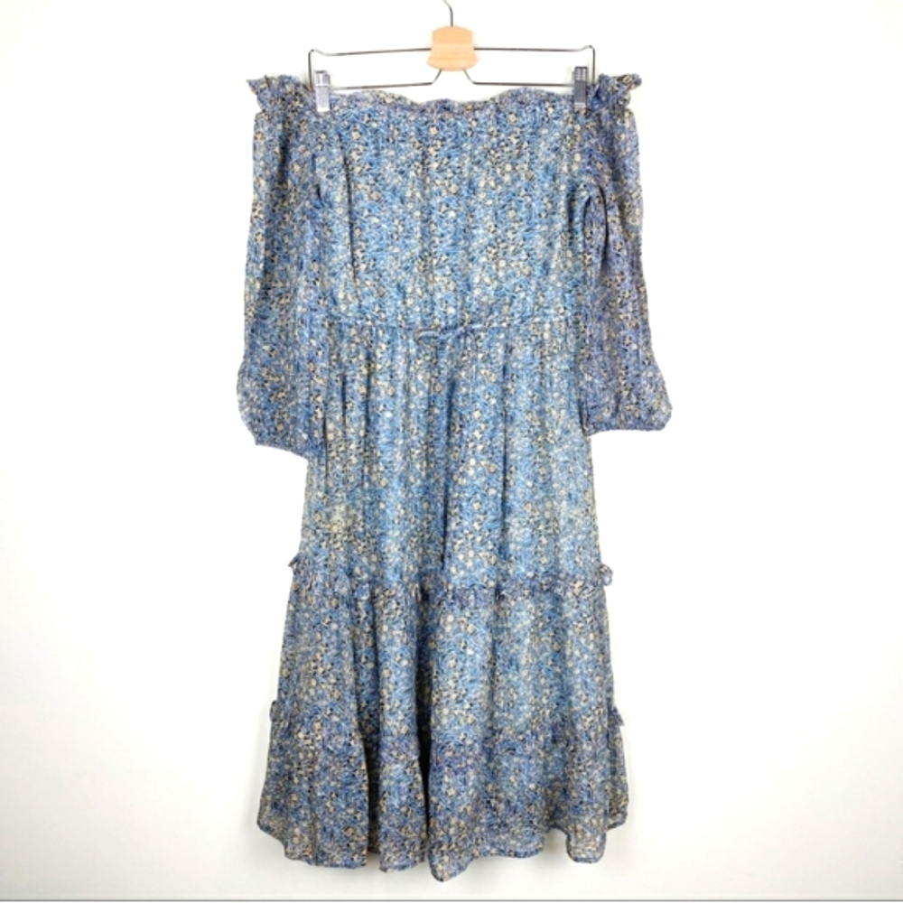Anthropologe Dress Size 6 Peasant Off the Shoulder Midi Dress NWOT - Picture 7 of 12